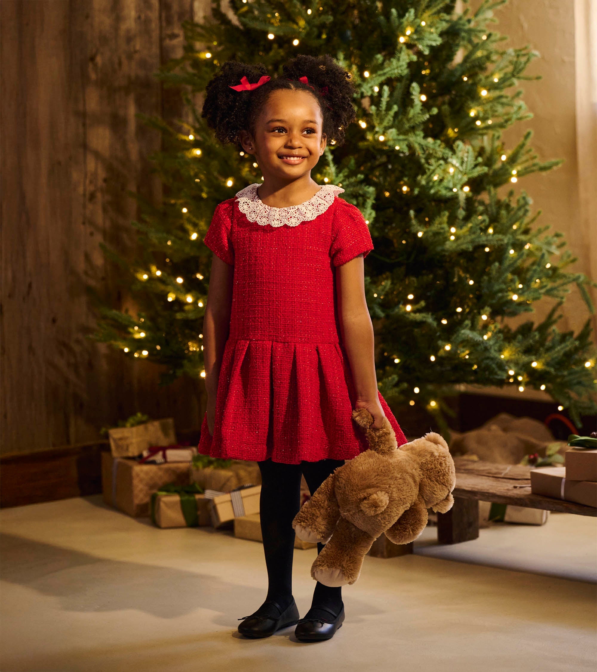 Girls Sparkle Boucle Pleated Lace Collar Dress | Hatley Onsale Girls