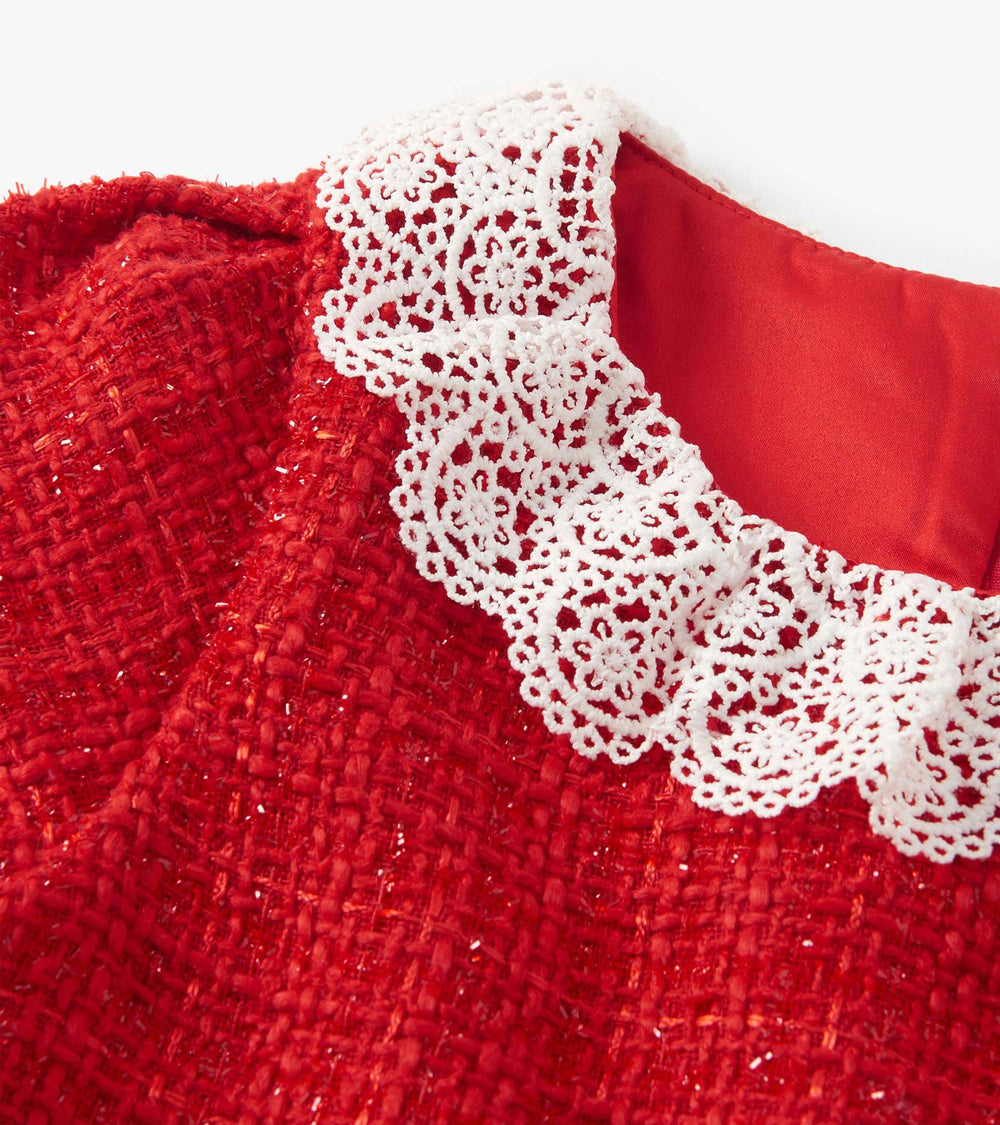 Girls Sparkle Boucle Pleated Lace Collar Dress | Hatley Onsale Girls