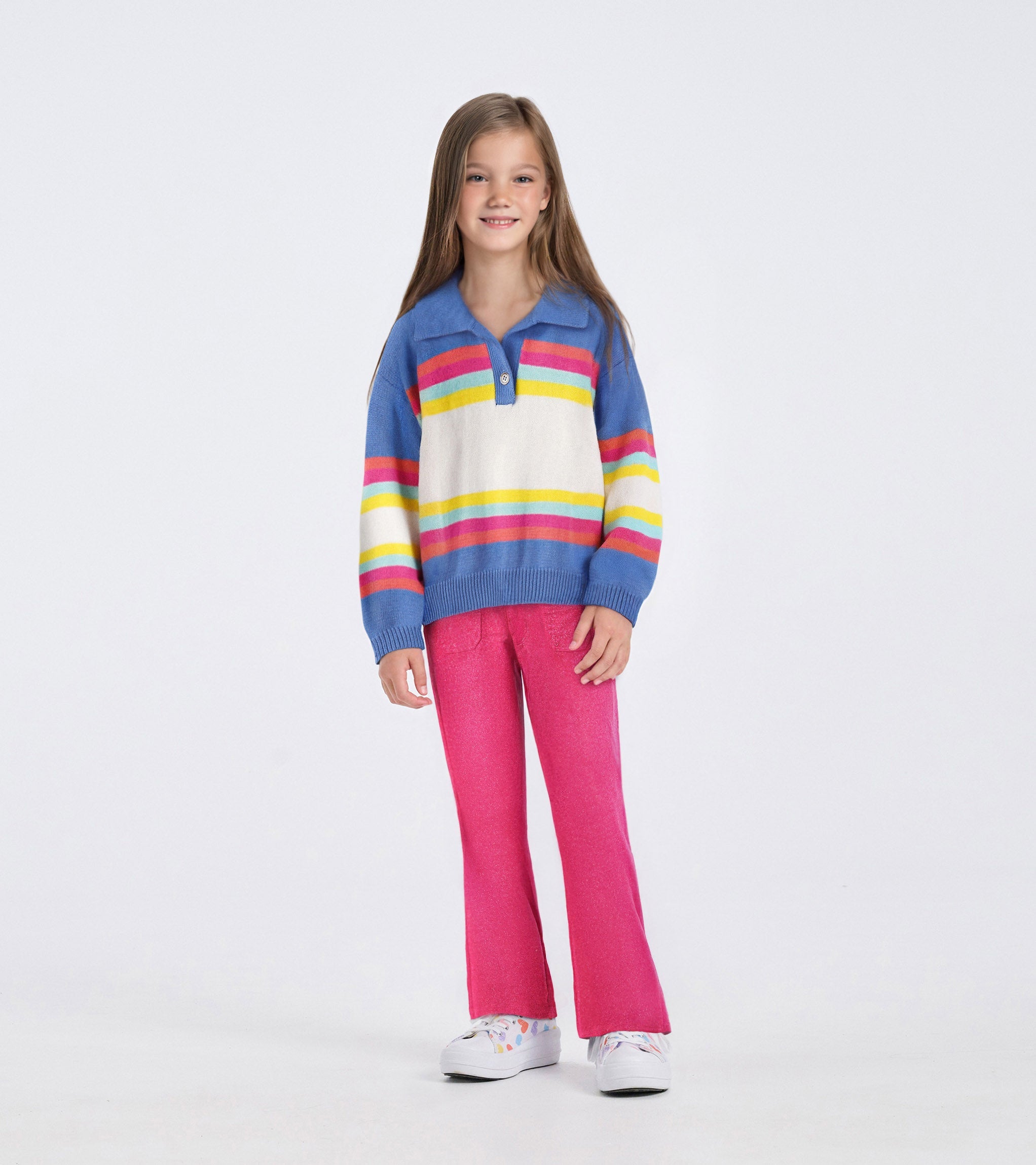 Girls Royal Colorblock Johnny Collar Sweater | Hatley Discount Girls