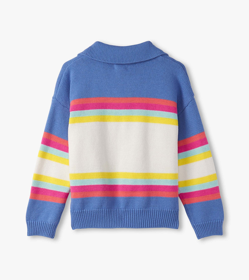 Girls Royal Colorblock Johnny Collar Sweater | Hatley Discount Girls