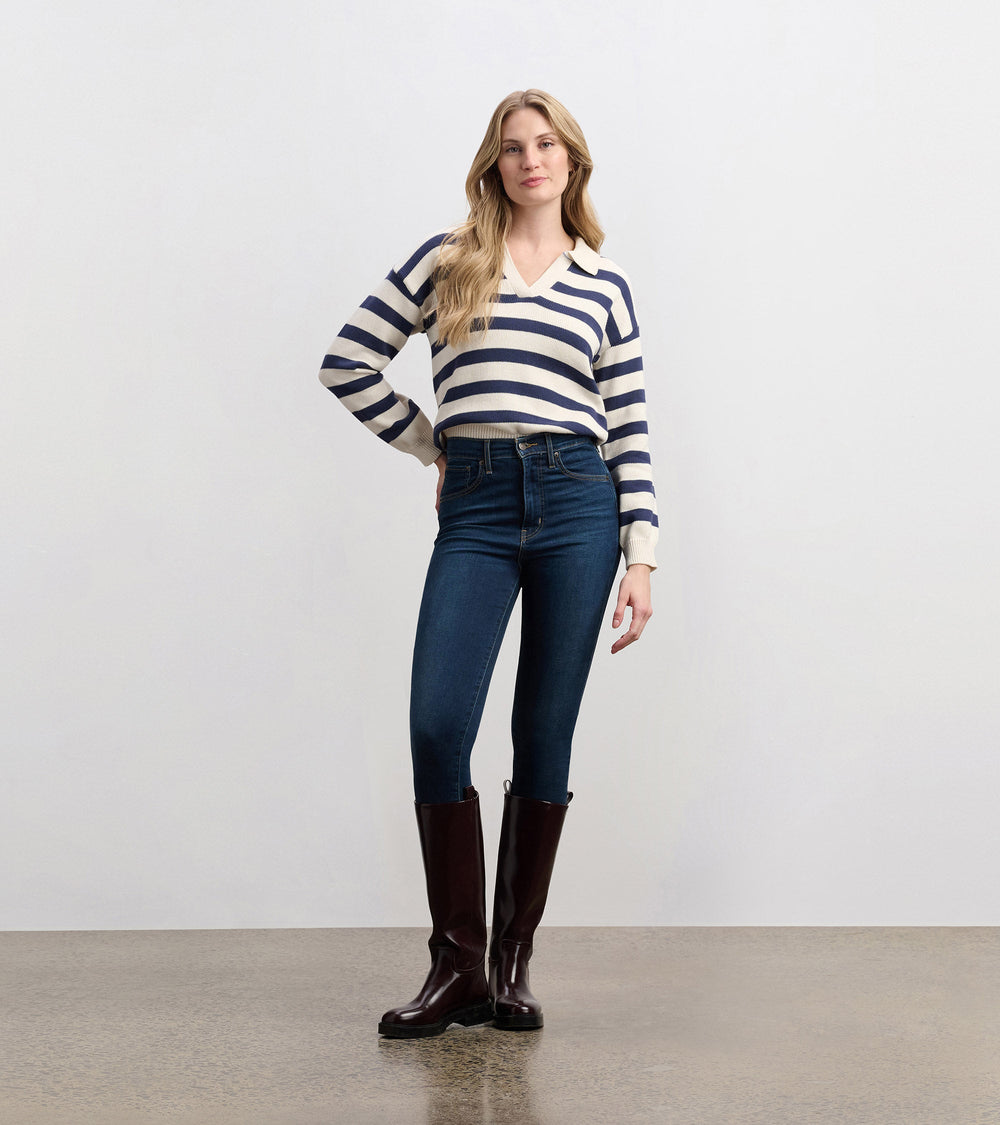 Johnny Collar Sweater - Nautical Stripes | Hatley Discount Women