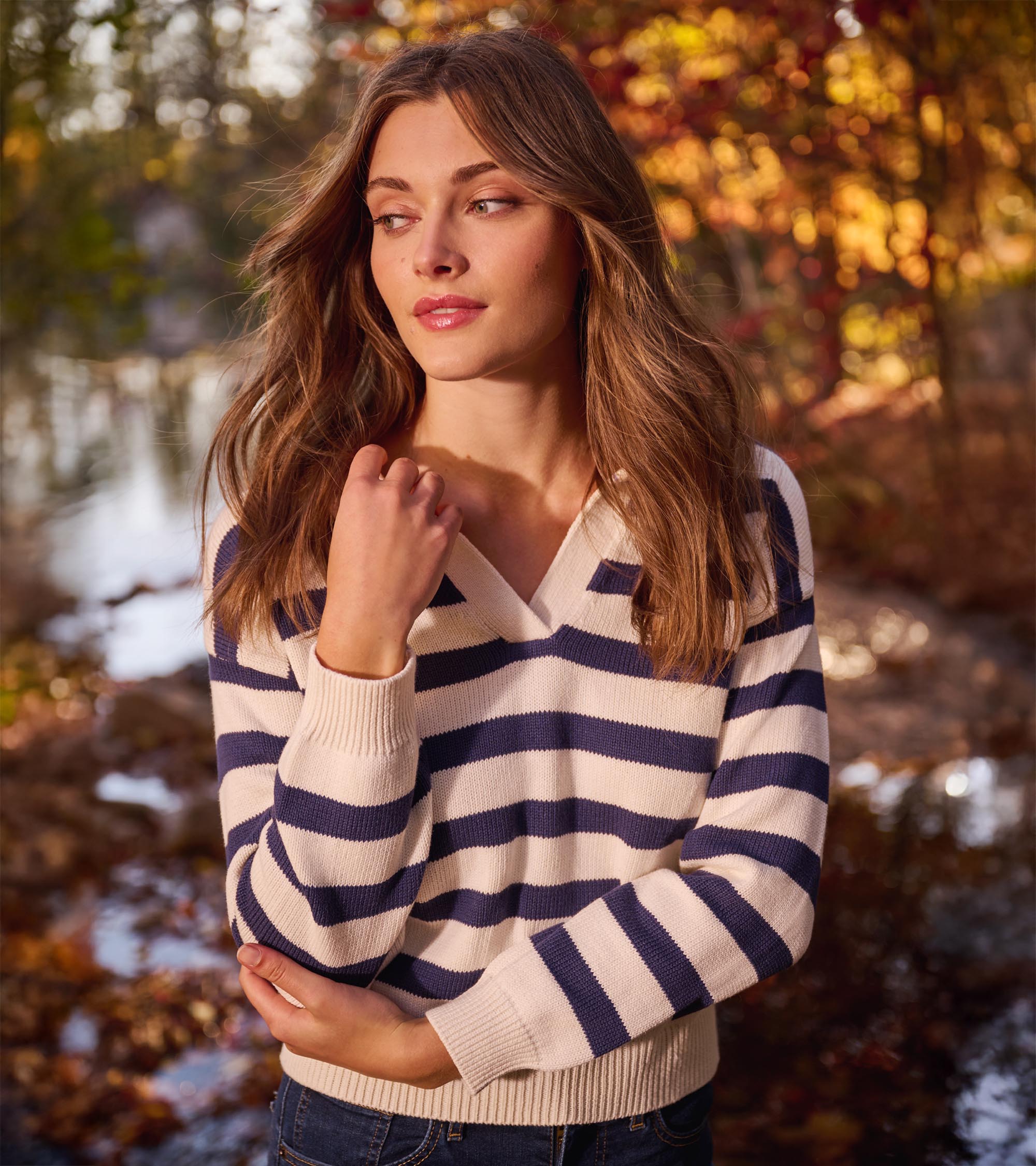 Johnny Collar Sweater - Nautical Stripes | Hatley Discount Women