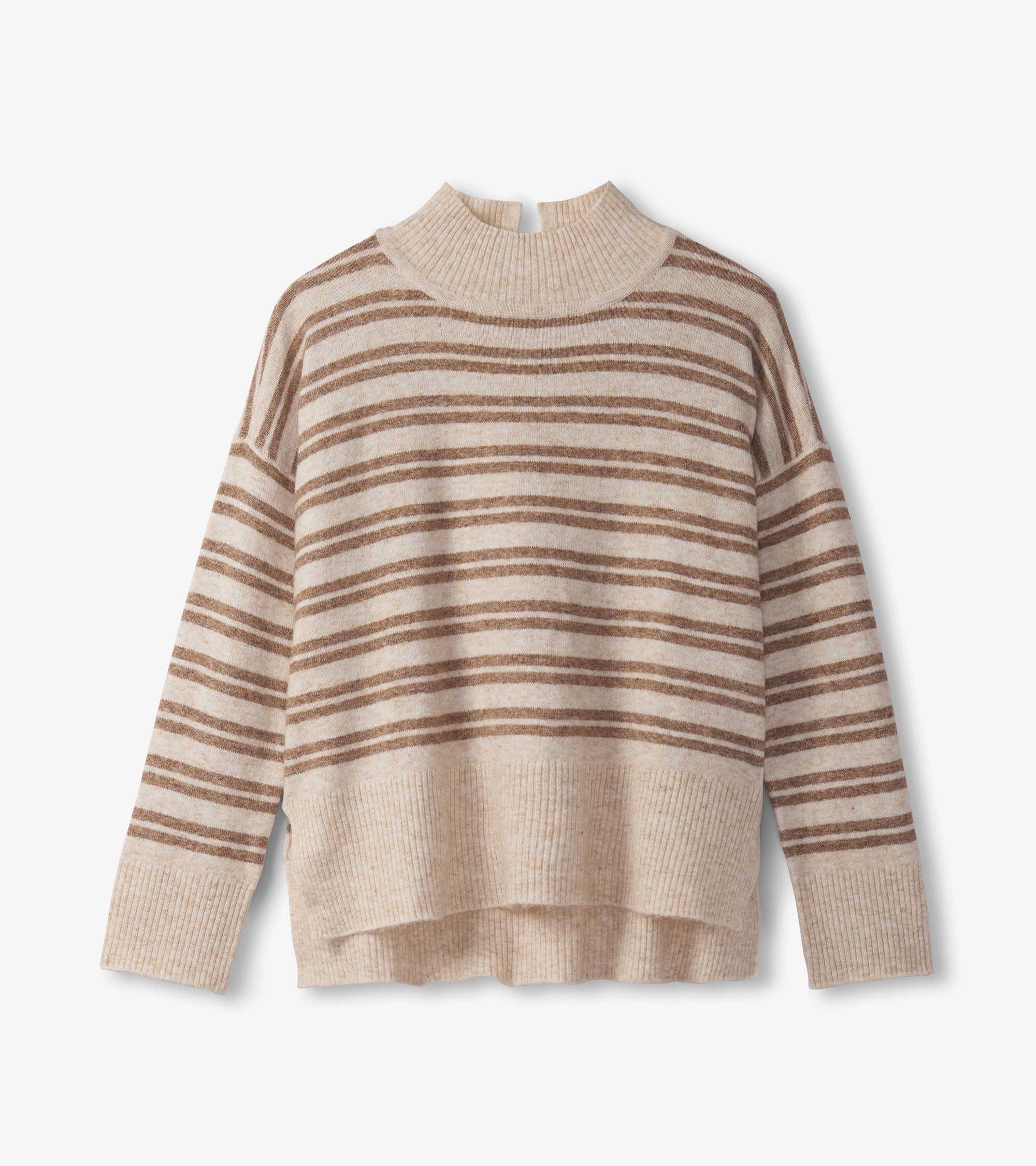 Mock Neck Sweater - Double Stripe Camel | Hatley US Women