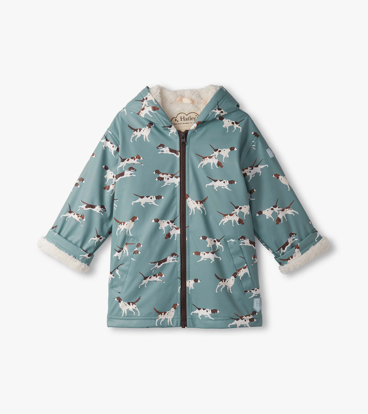 Boys Hunting Dogs Sherpa Lined Zip-Up Rain Jacket | Hatley