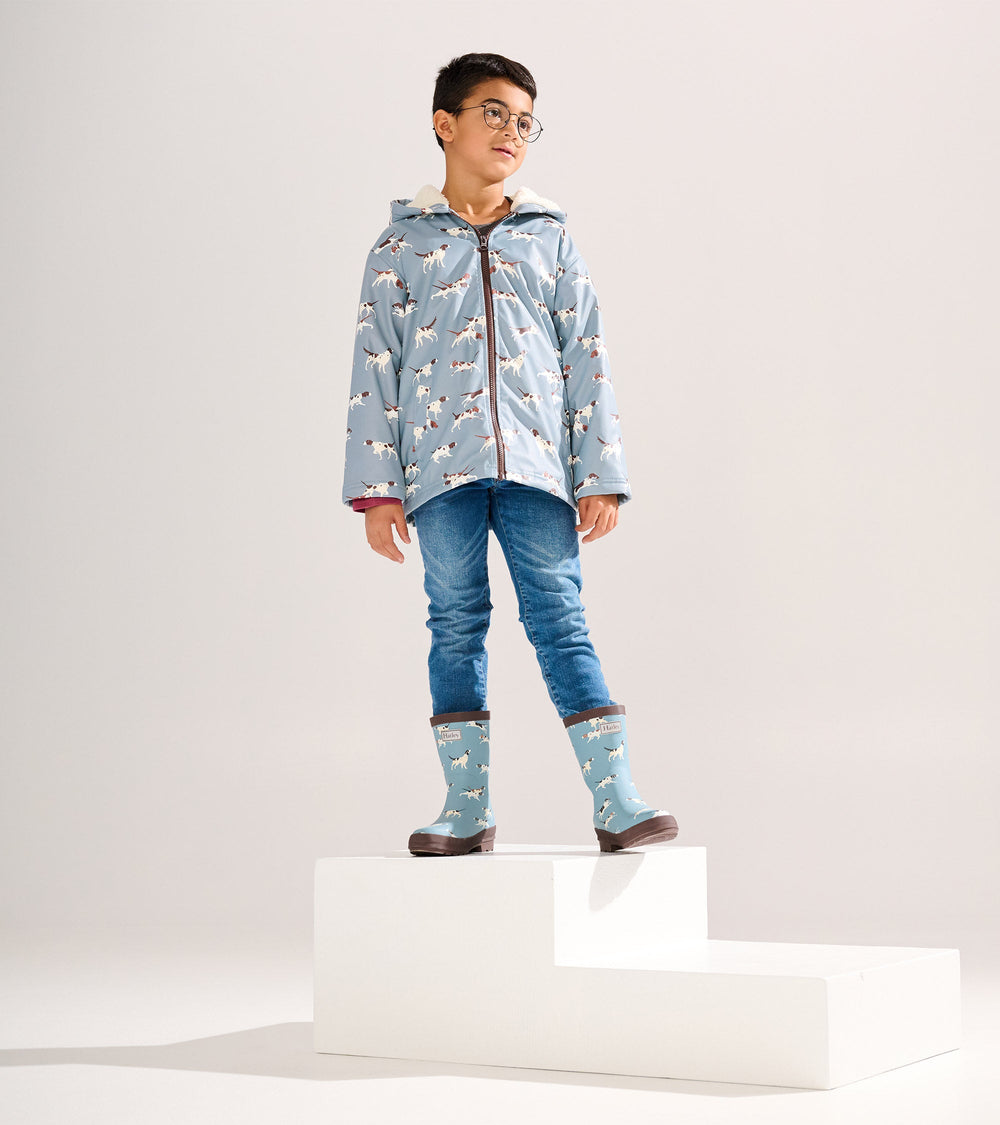 Boys Hunting Dogs Sherpa Lined Zip-Up Rain Jacket | Hatley