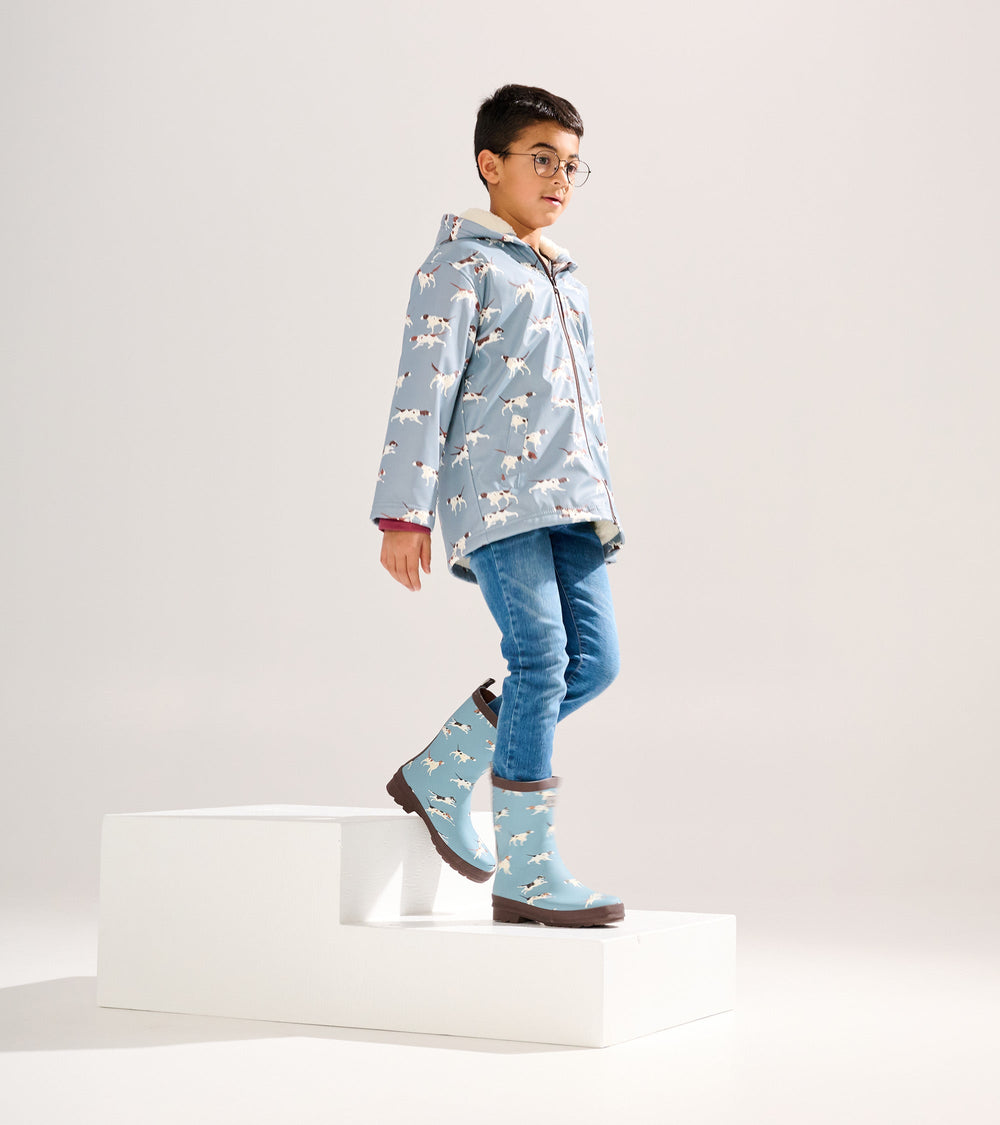 Boys Hunting Dogs Sherpa Lined Zip-Up Rain Jacket | Hatley