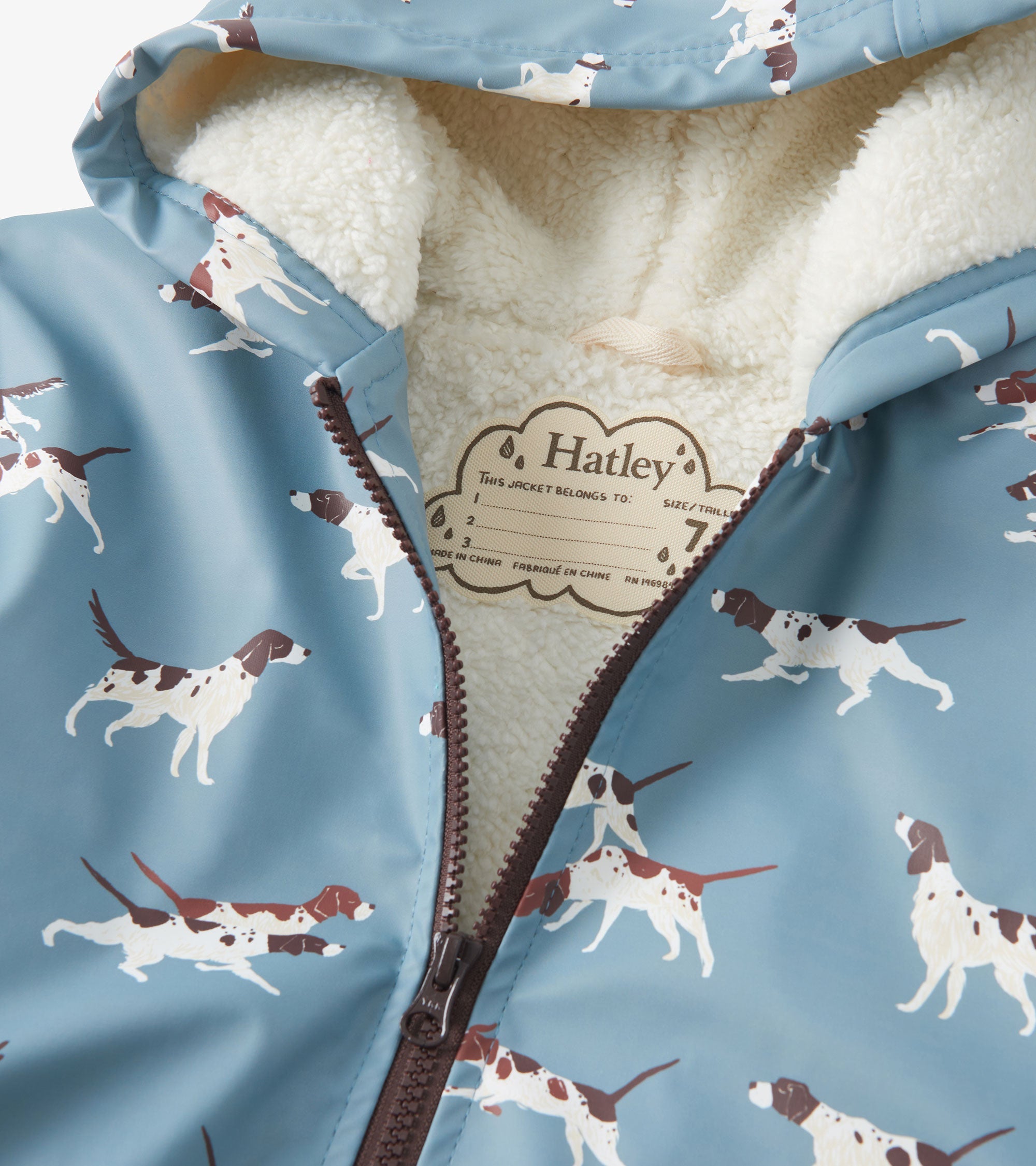 Boys Hunting Dogs Sherpa Lined Zip-Up Rain Jacket | Hatley