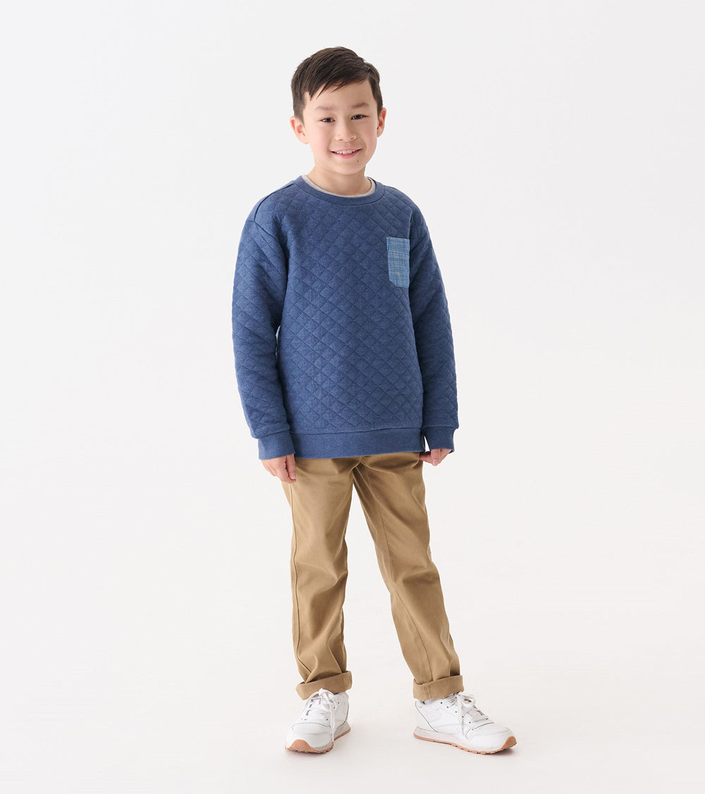 Boys Ensign Blue Quilted Pullover | Hatley