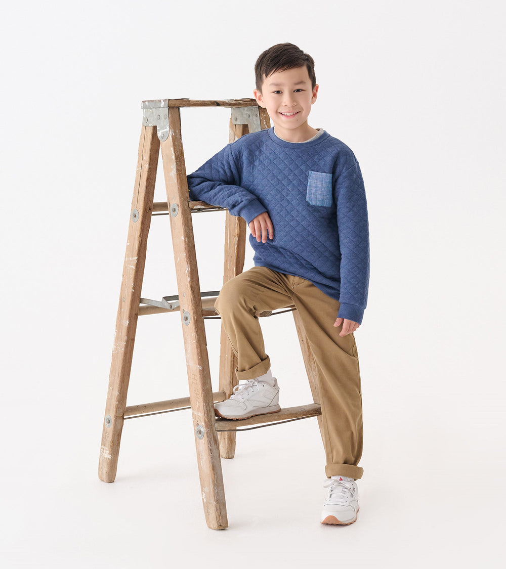 Boys Ensign Blue Quilted Pullover | Hatley