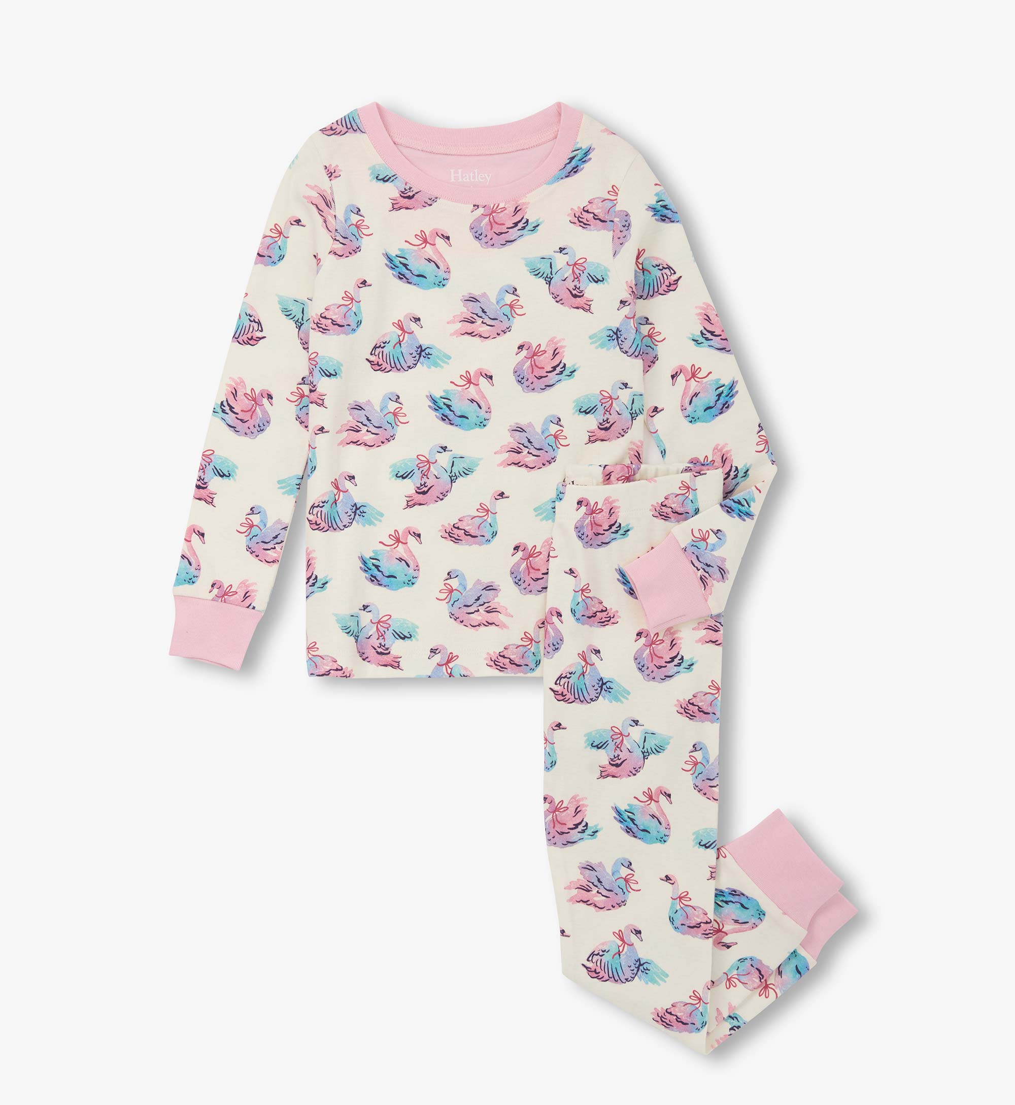 Girls Elegant Swans Cotton Pajama Set | Hatley Discount Girls