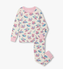 Girls Elegant Swans Cotton Pajama Set | Hatley Discount Girls