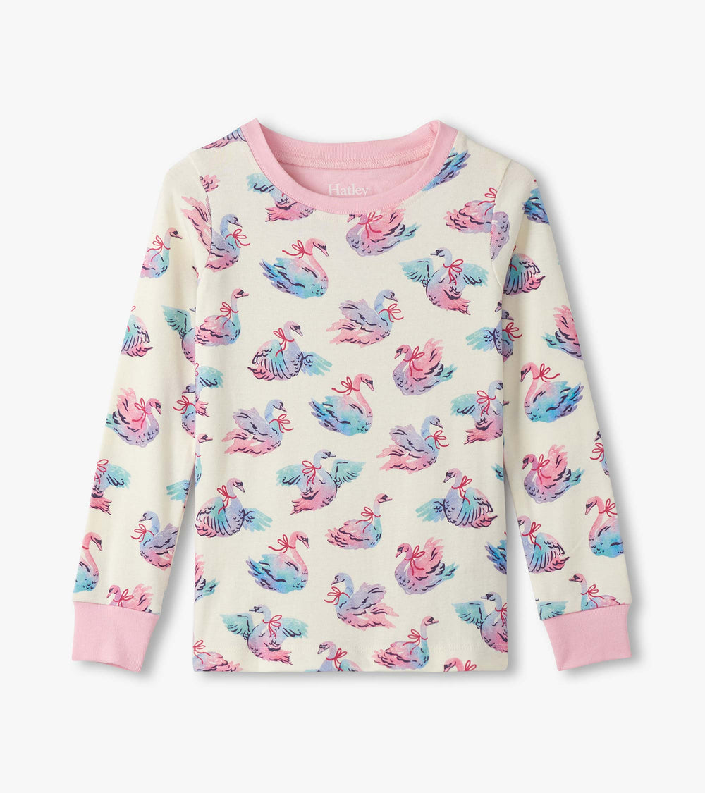 Girls Elegant Swans Cotton Pajama Set | Hatley Discount Girls