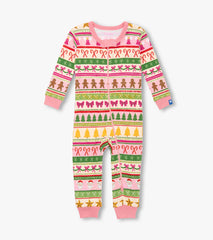 Baby Girls Pink Fun Fair Isle Cotton Sleeper | Hatley Onsale Baby & Toddler
