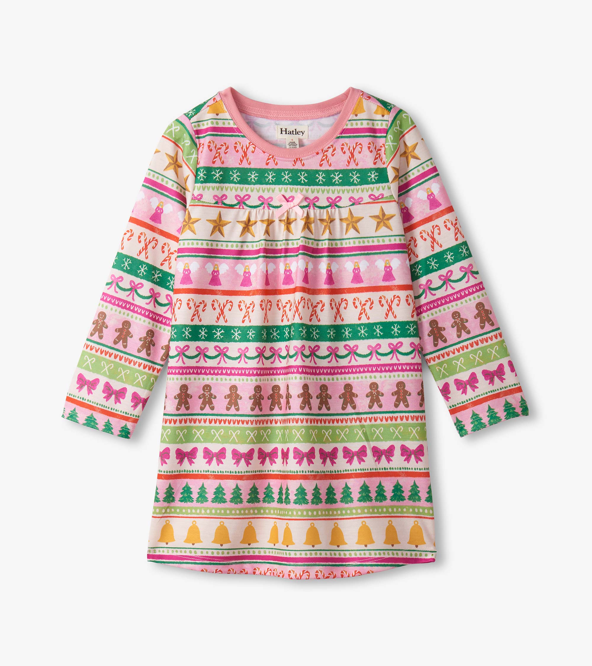 Girls Pink Fun Fair Isle Long Sleeve Nightdress | Hatley Onsale Girls