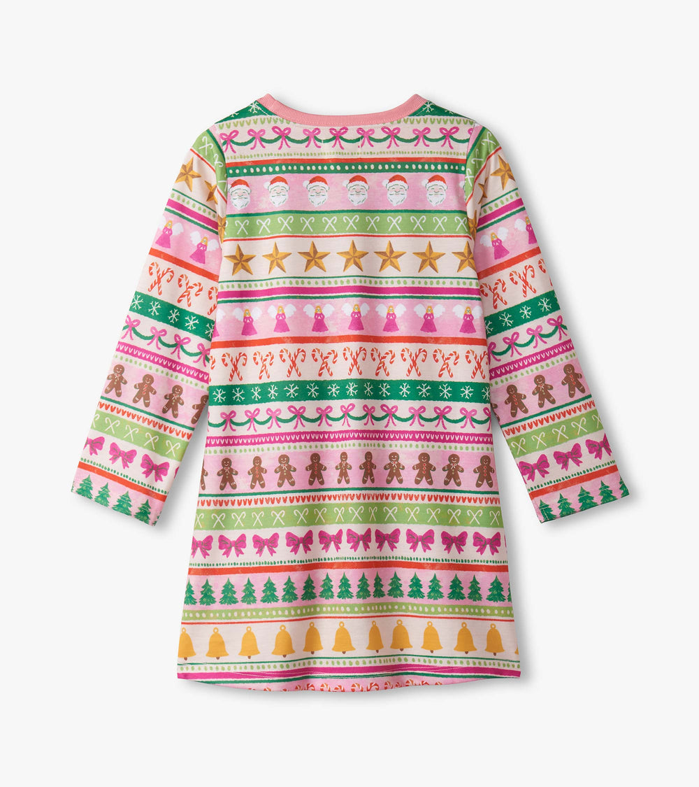 Girls Pink Fun Fair Isle Long Sleeve Nightdress | Hatley Onsale Girls