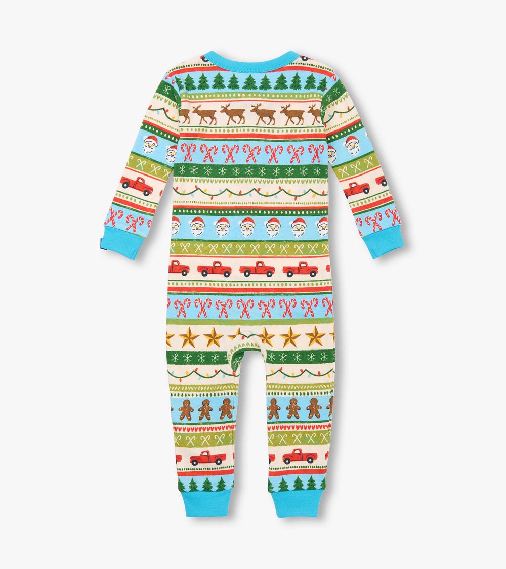 Baby Boys Blue Fun Fair Isle Cotton Sleeper | Hatley Discount Baby & Toddler
