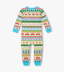 Baby Boys Blue Fun Fair Isle Cotton Sleeper | Hatley Discount Baby & Toddler