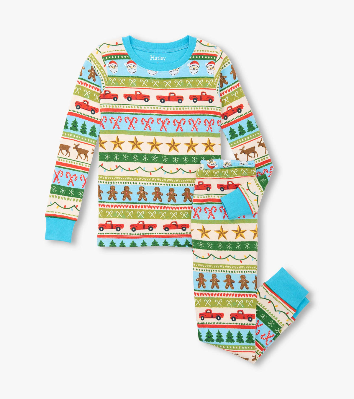Boys Blue Fun Fair Isle Cotton Pajama Set | Hatley Discount Boys