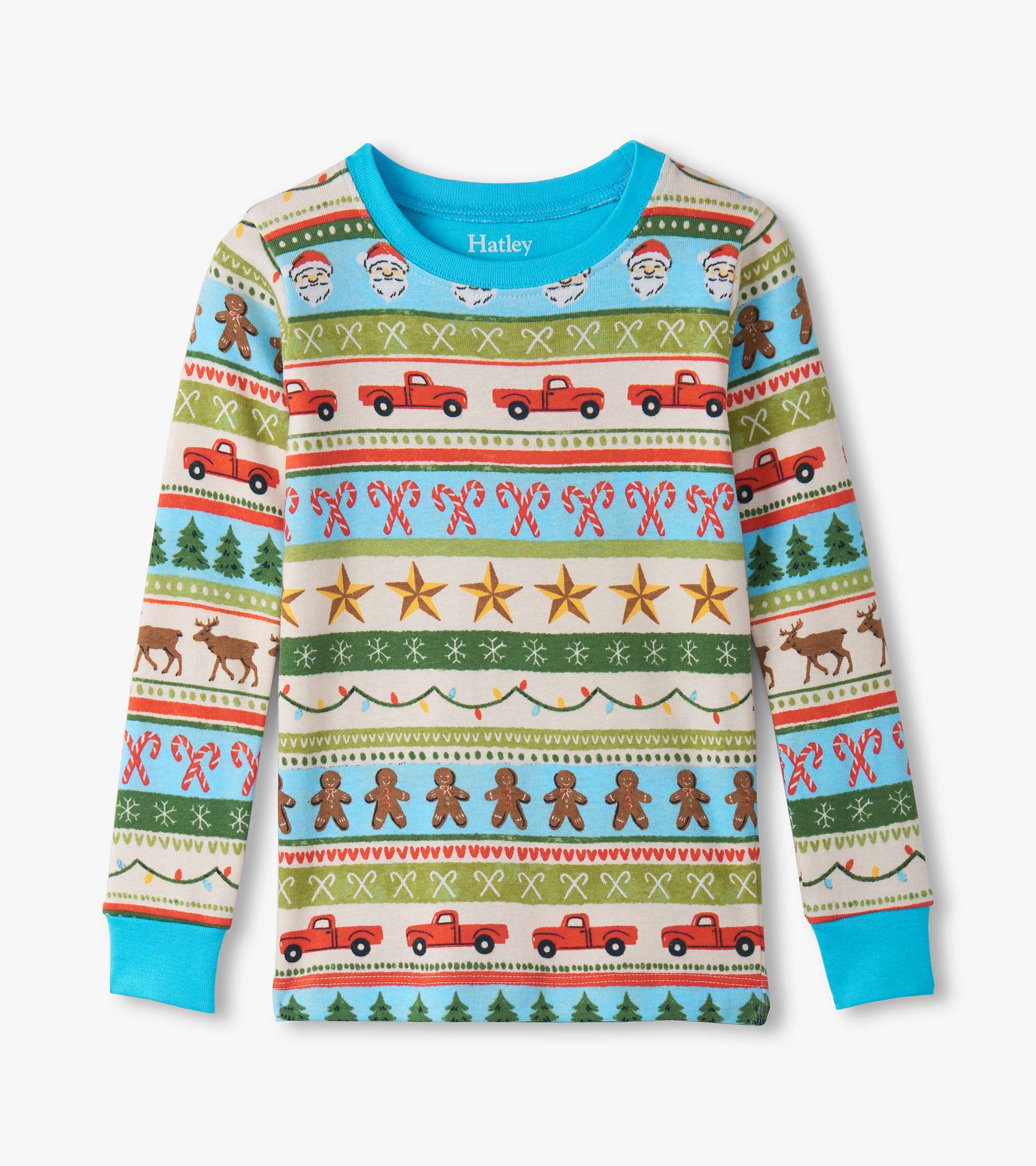 Boys Blue Fun Fair Isle Cotton Pajama Set | Hatley Discount Boys