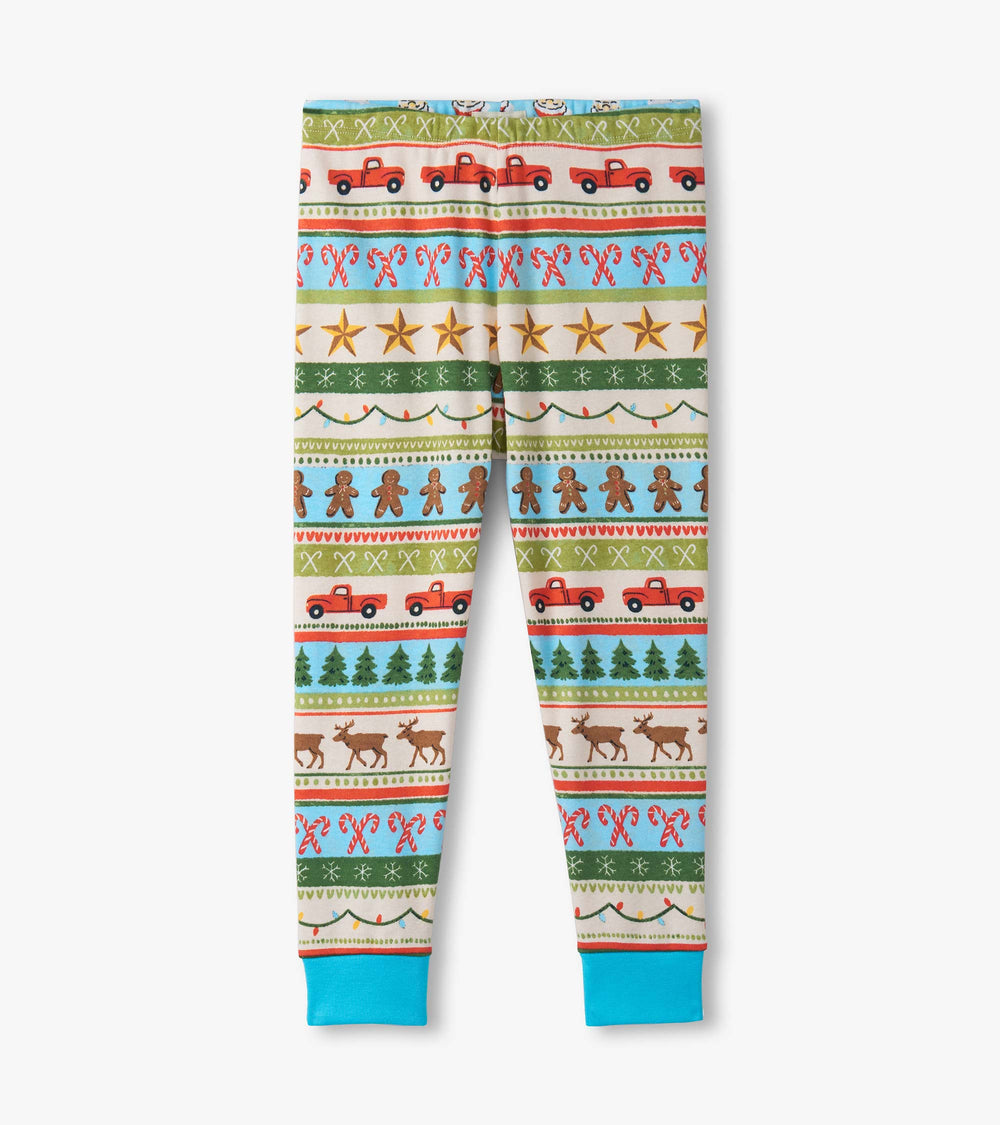 Boys Blue Fun Fair Isle Cotton Pajama Set | Hatley Discount Boys