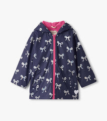 Girls Silver Ribbon Zip-Up Rain Jacket | Hatley