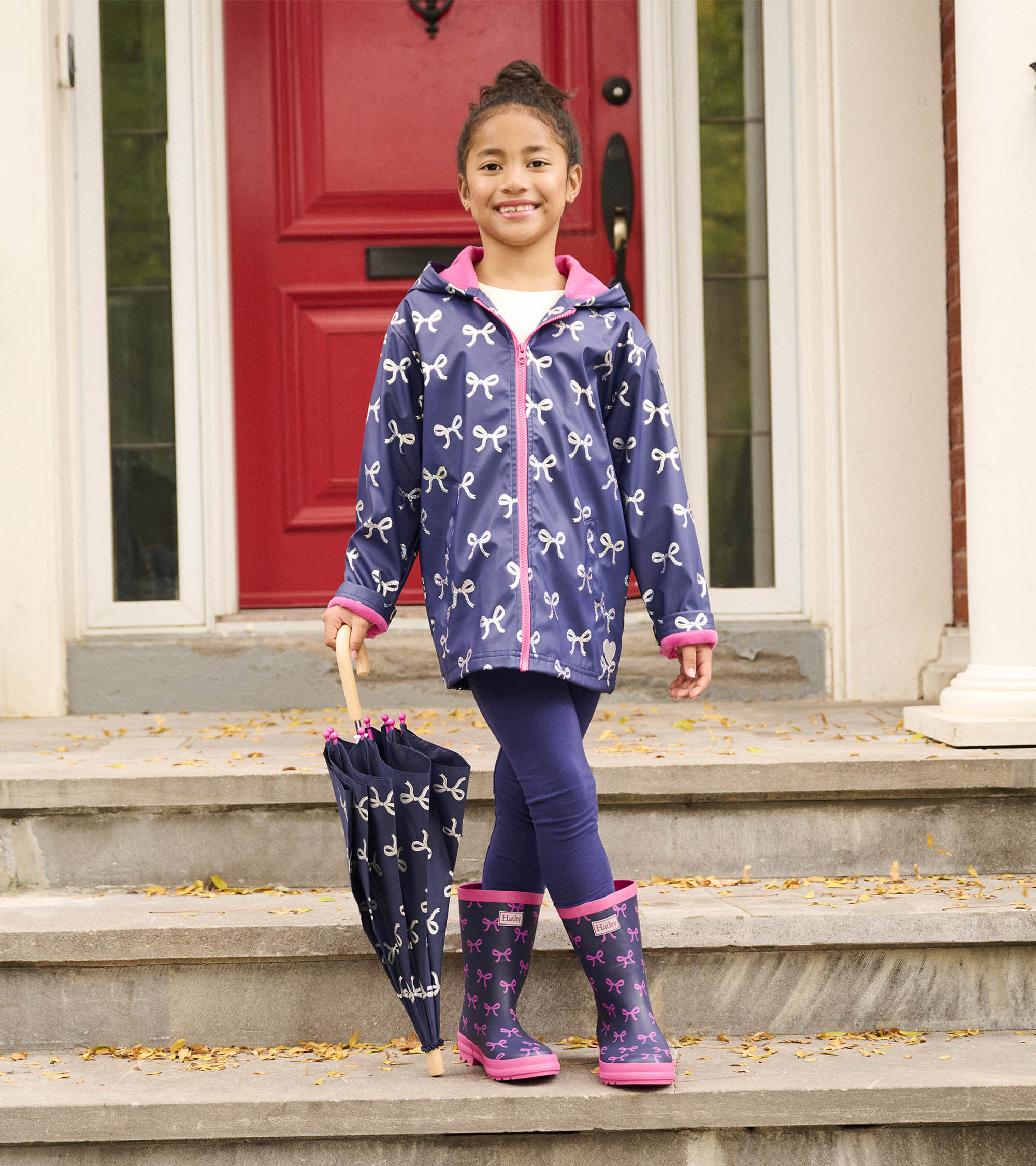 Girls Silver Ribbon Zip-Up Rain Jacket | Hatley