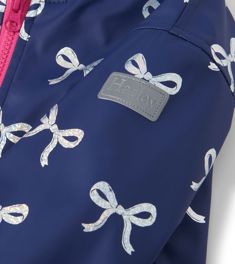 Girls Silver Ribbon Zip-Up Rain Jacket | Hatley