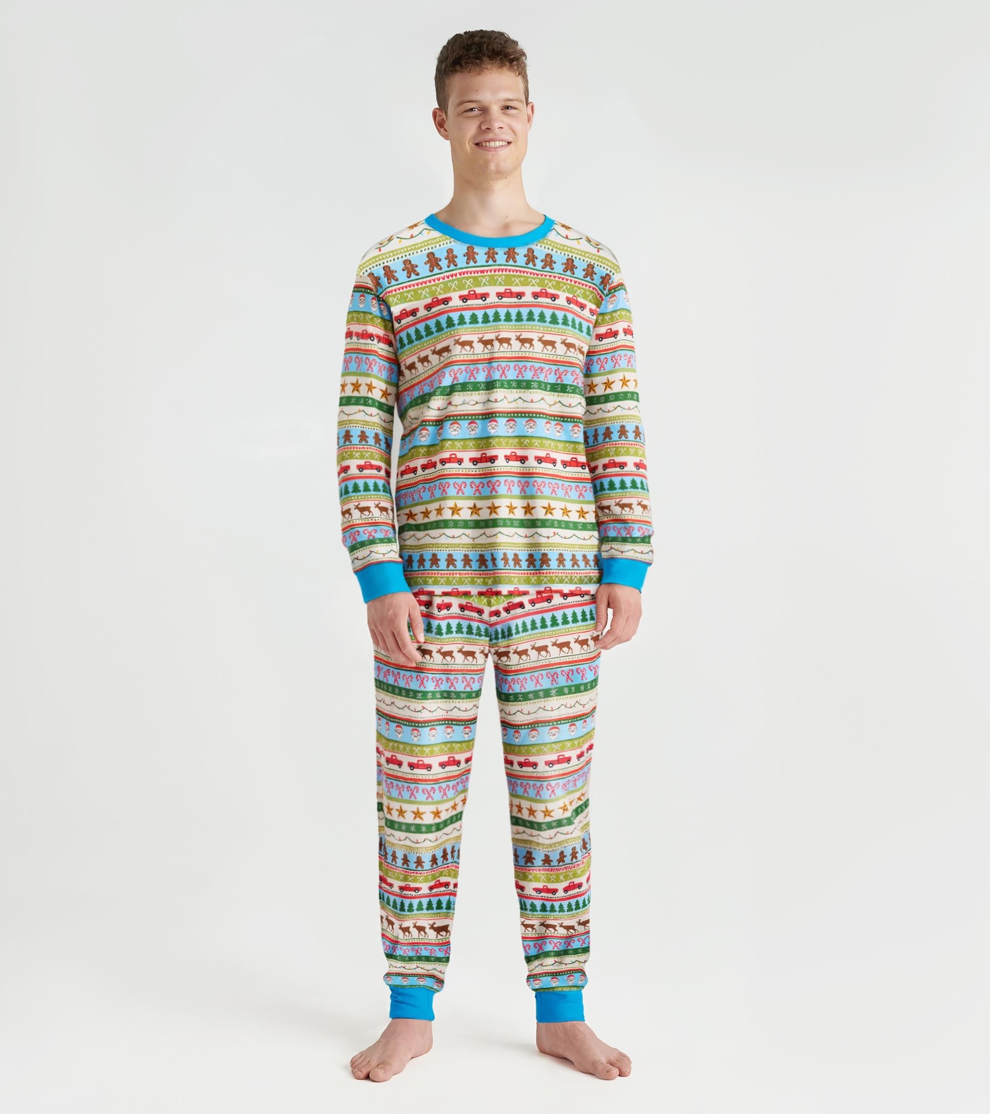 Men's Blue Fun Fair Isle Cotton Pajama Set | Hatley Outlet Women