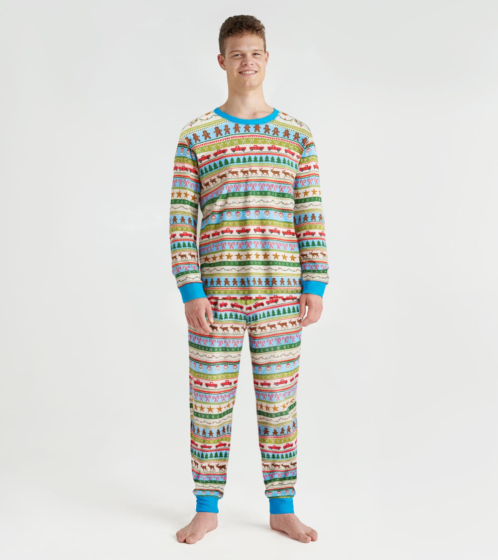 Men's Blue Fun Fair Isle Cotton Pajama Set | Hatley Outlet Women