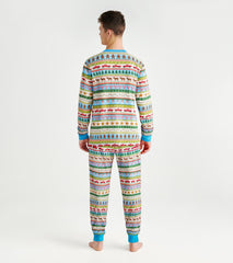 Men's Blue Fun Fair Isle Cotton Pajama Set | Hatley Outlet Women