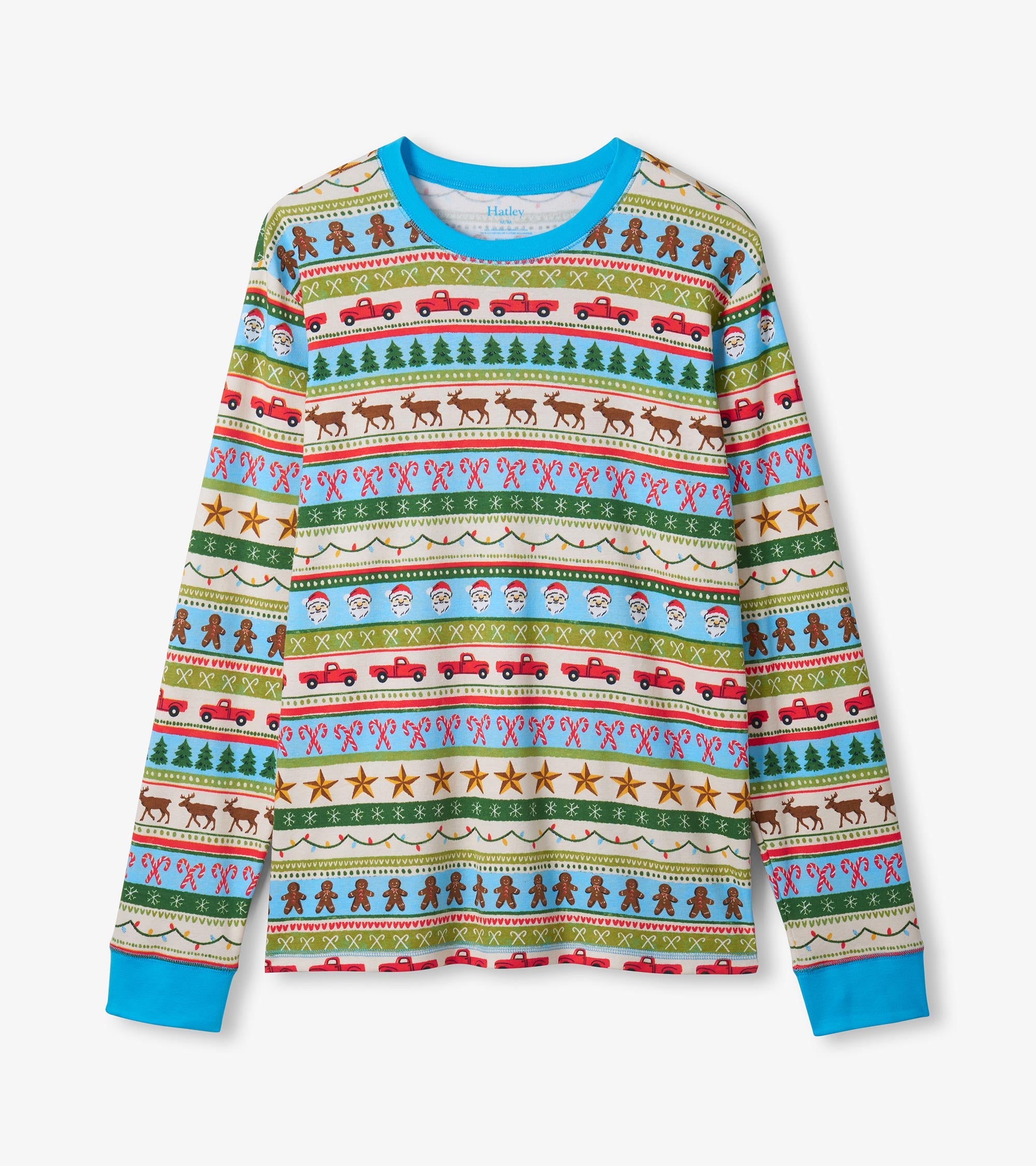 Men's Blue Fun Fair Isle Cotton Pajama Set | Hatley Outlet Women