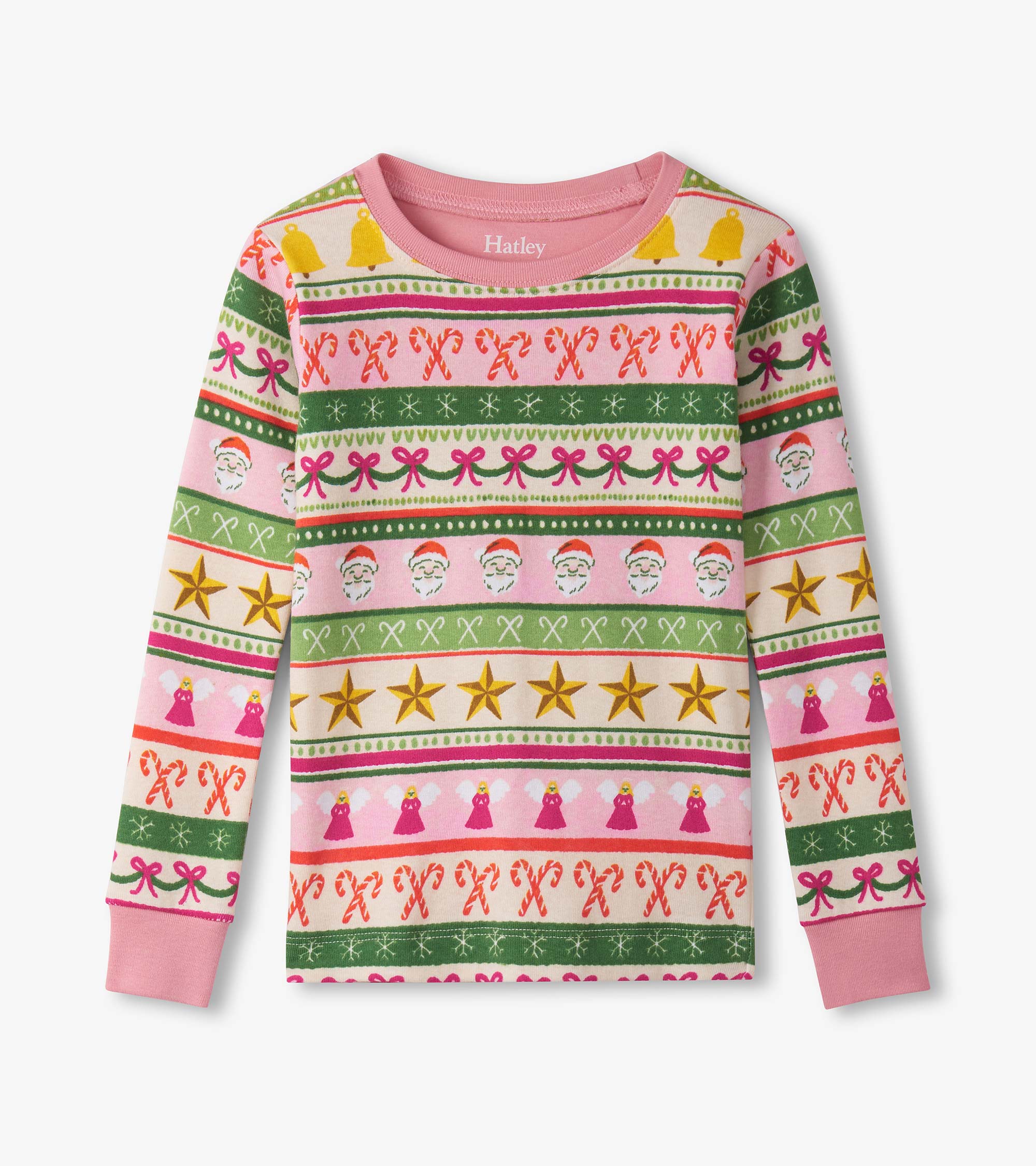 Girls Pink Fun Fair Isle Cotton Pajama Set | Hatley For Girls