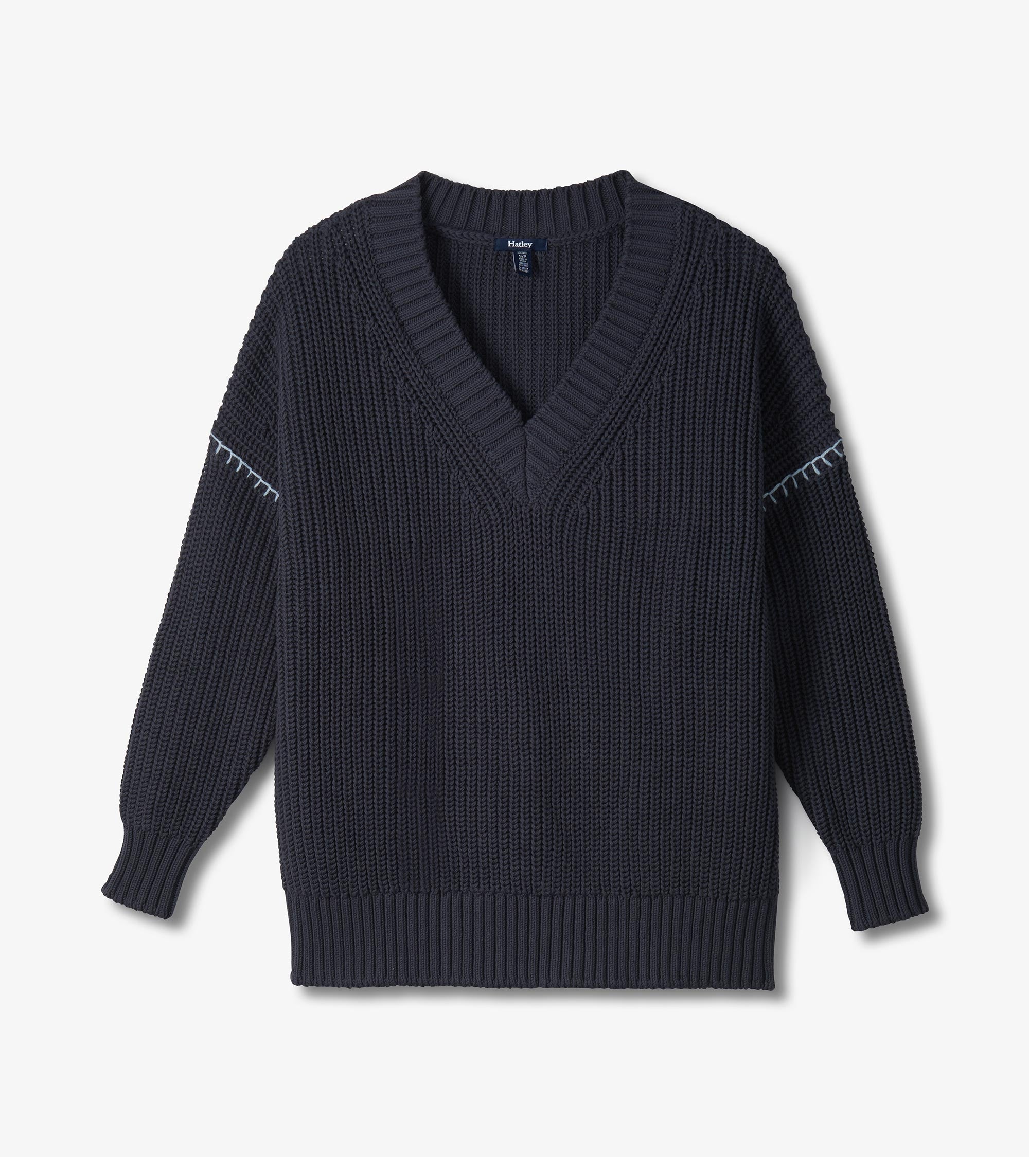 V-Neck Slouchy Sweater - Faded Grey | Hatley Discount Women