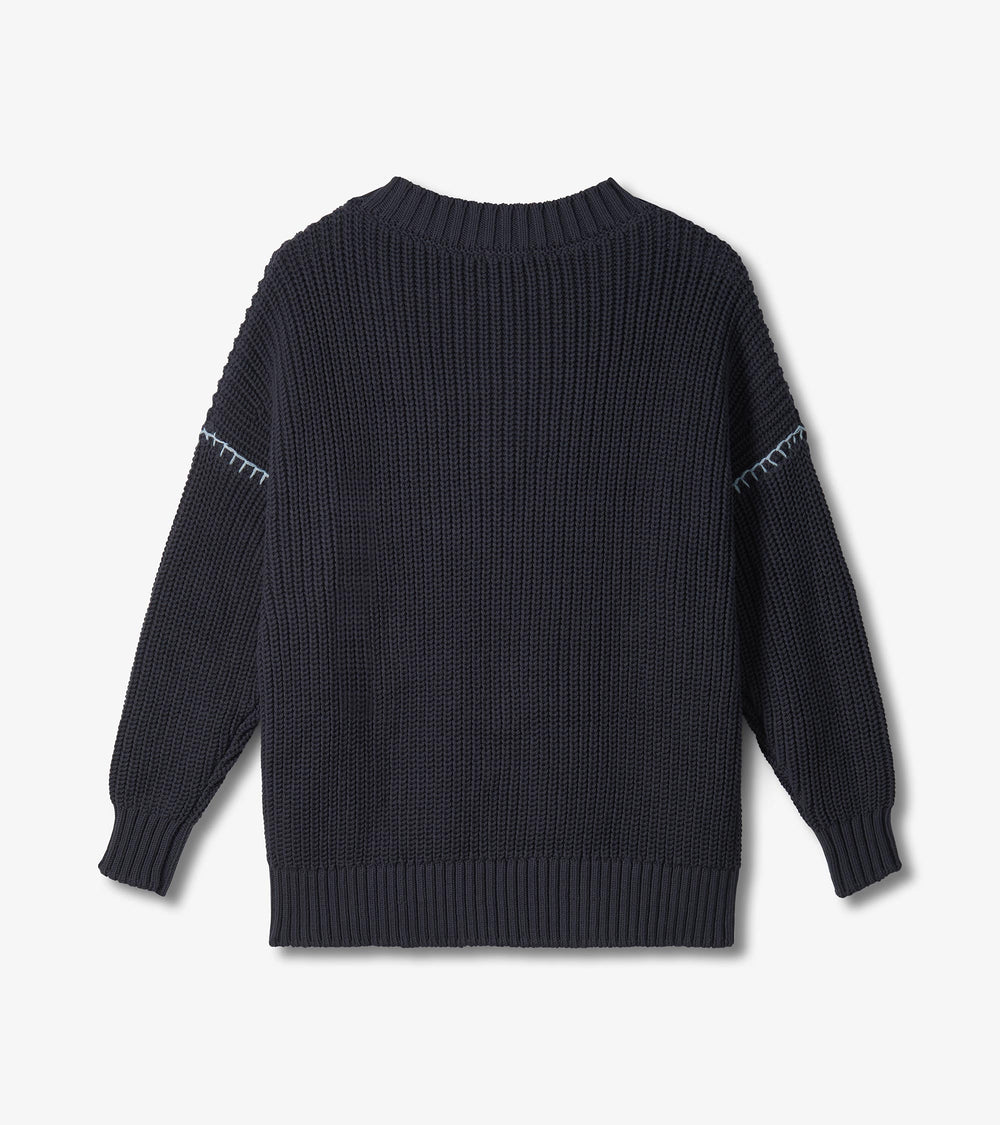 V-Neck Slouchy Sweater - Faded Grey | Hatley Discount Women