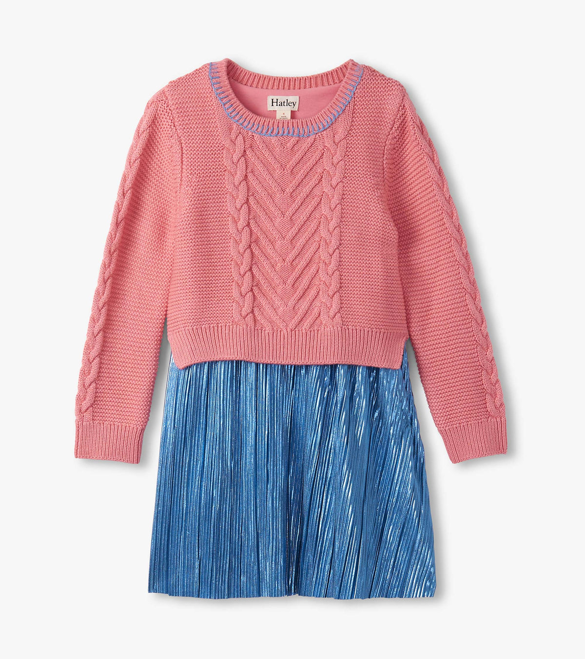 Girls Flamingo Pink Mix Media Dress | Hatley Outlet Girls