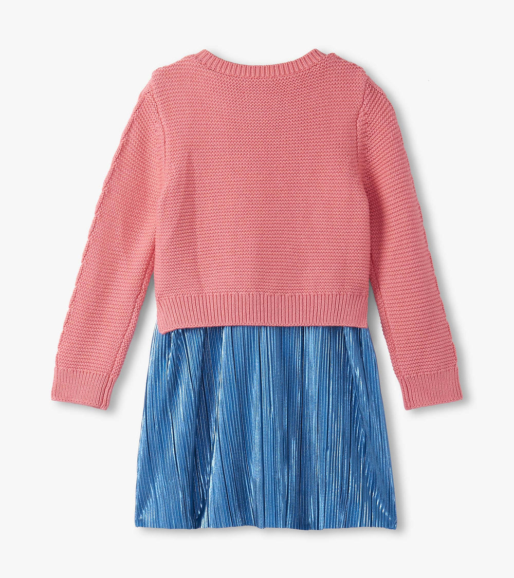 Girls Flamingo Pink Mix Media Dress | Hatley Outlet Girls