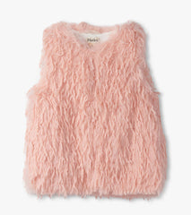 Girls Pale Pink Feather Faux Fur Vest | Hatley Onsale Girls