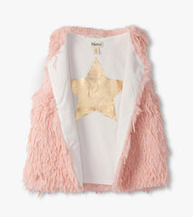 Girls Pale Pink Feather Faux Fur Vest | Hatley Onsale Girls