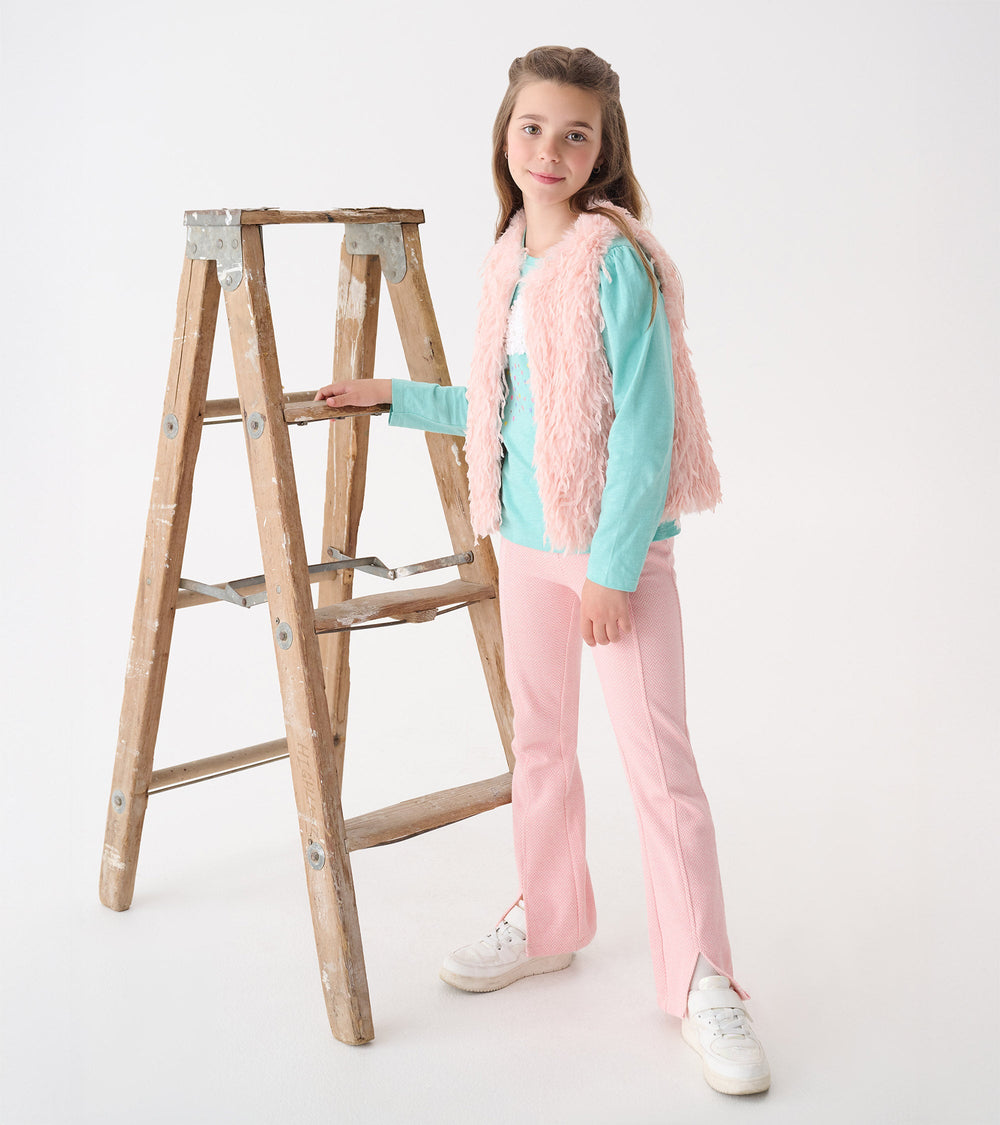 Girls Pale Pink Feather Faux Fur Vest | Hatley Onsale Girls