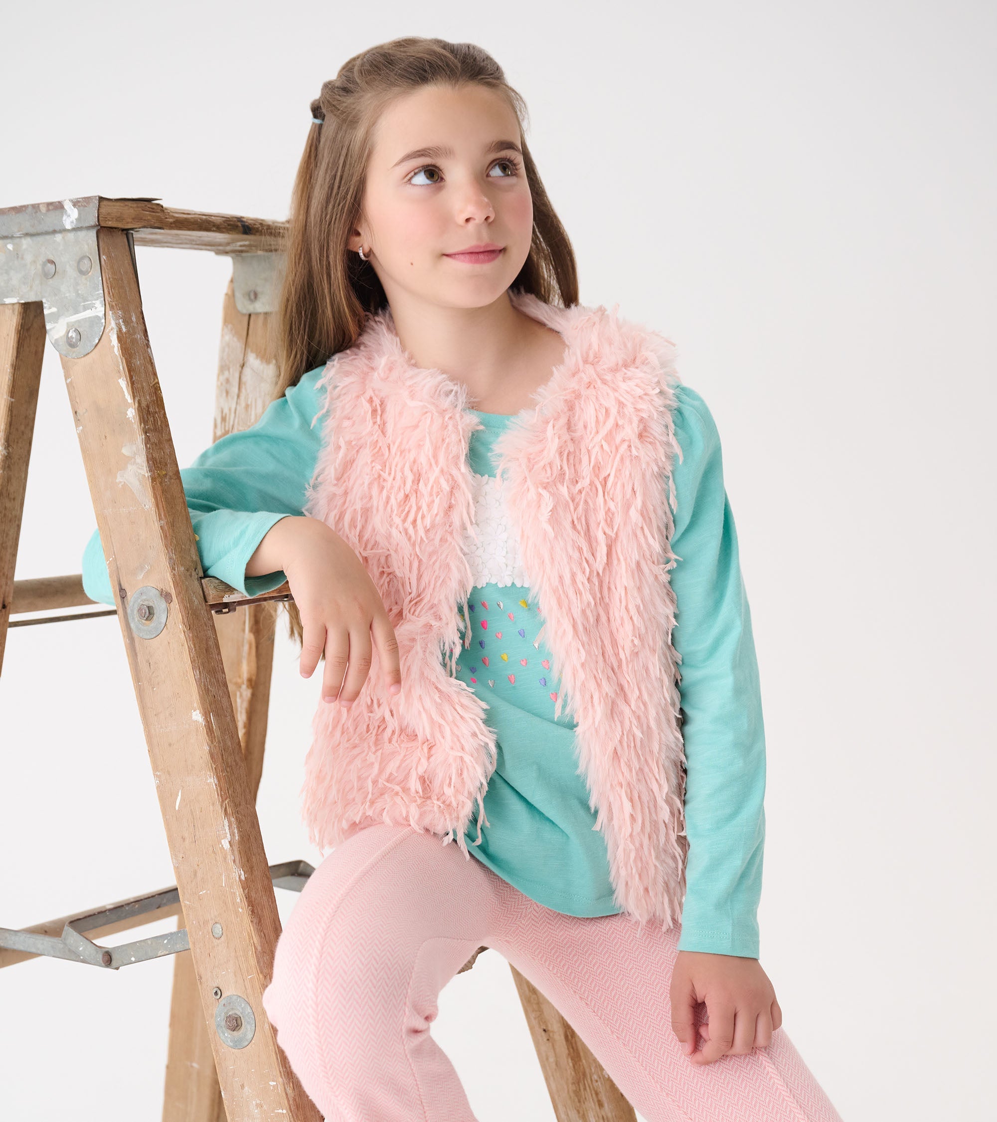 Girls Pale Pink Feather Faux Fur Vest | Hatley Onsale Girls