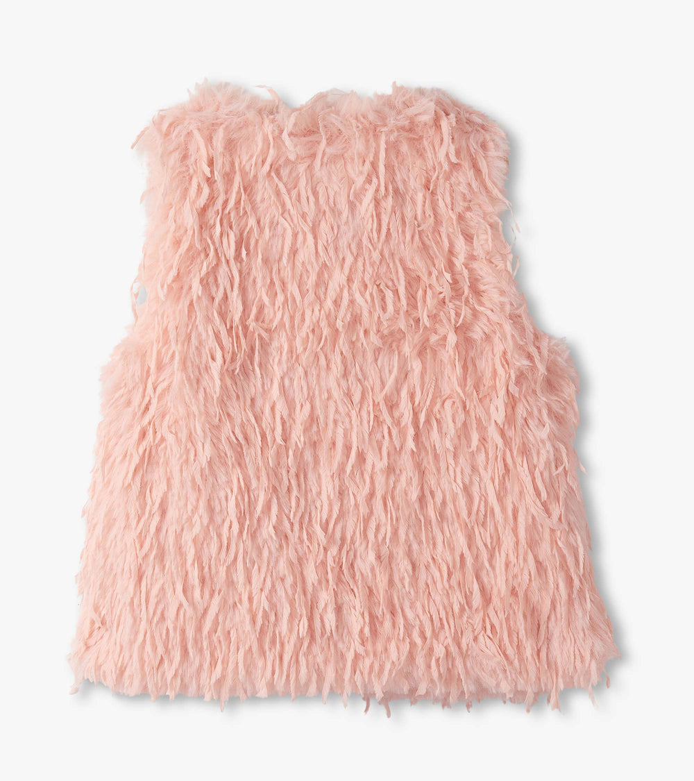 Girls Pale Pink Feather Faux Fur Vest | Hatley Onsale Girls