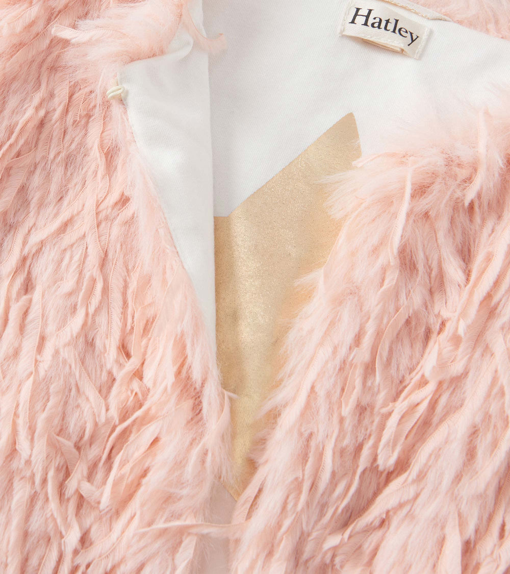 Girls Pale Pink Feather Faux Fur Vest | Hatley Onsale Girls