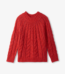 Dylan Cable Knit Sweater - Red | Hatley Outlet Women