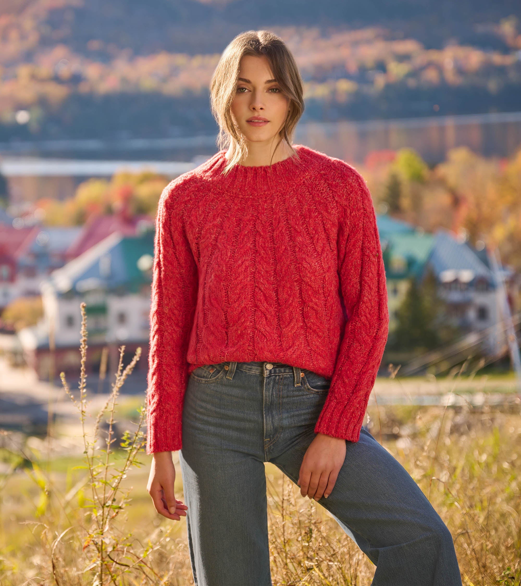 Dylan Cable Knit Sweater - Red | Hatley Outlet Women
