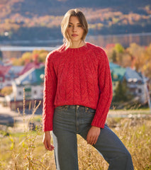 Dylan Cable Knit Sweater - Red | Hatley Outlet Women