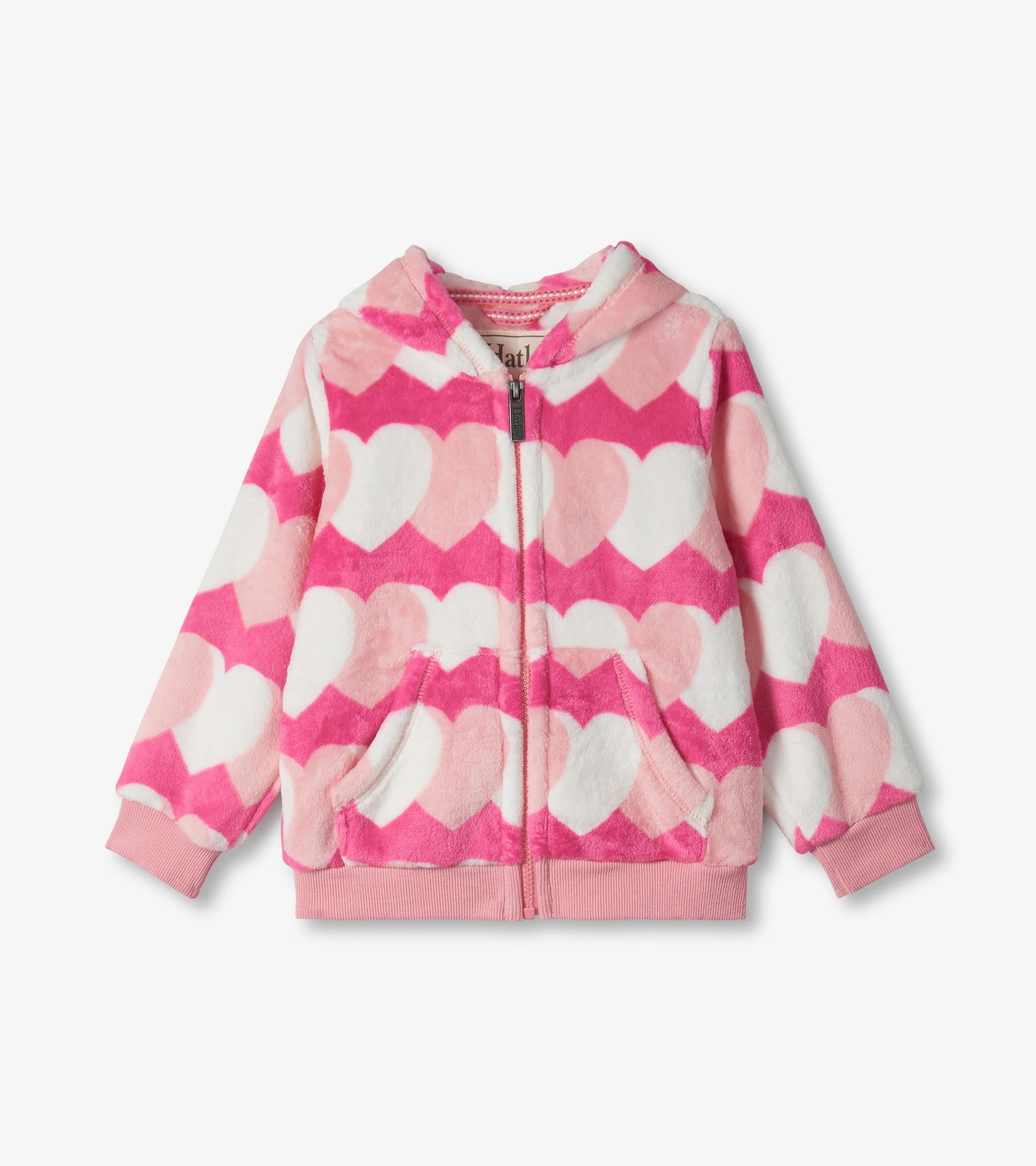Girls Graphic Hearts Fleece Zip-Up Hoodie | Hatley For Girls