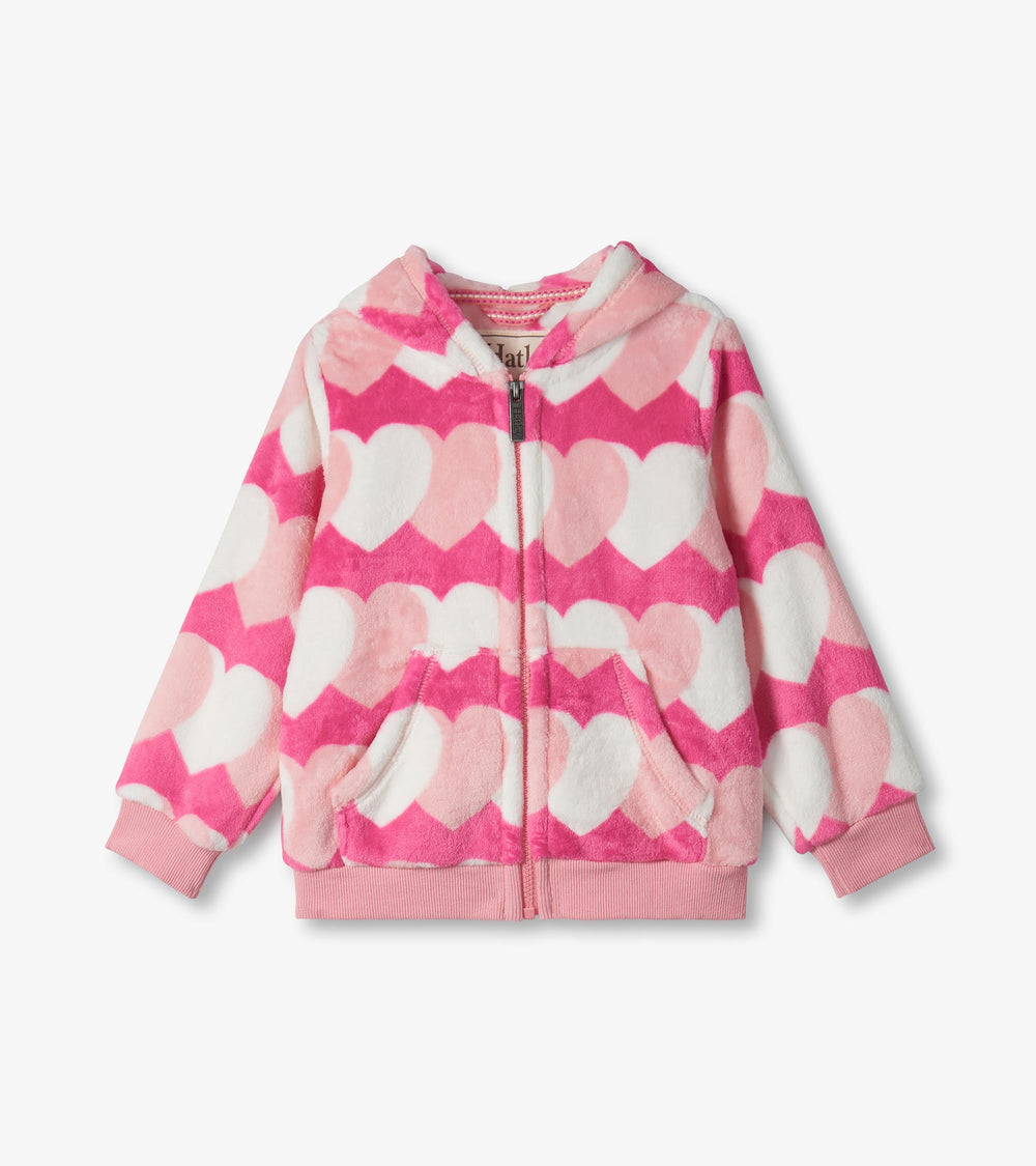 Girls Graphic Hearts Fleece Zip-Up Hoodie | Hatley For Girls