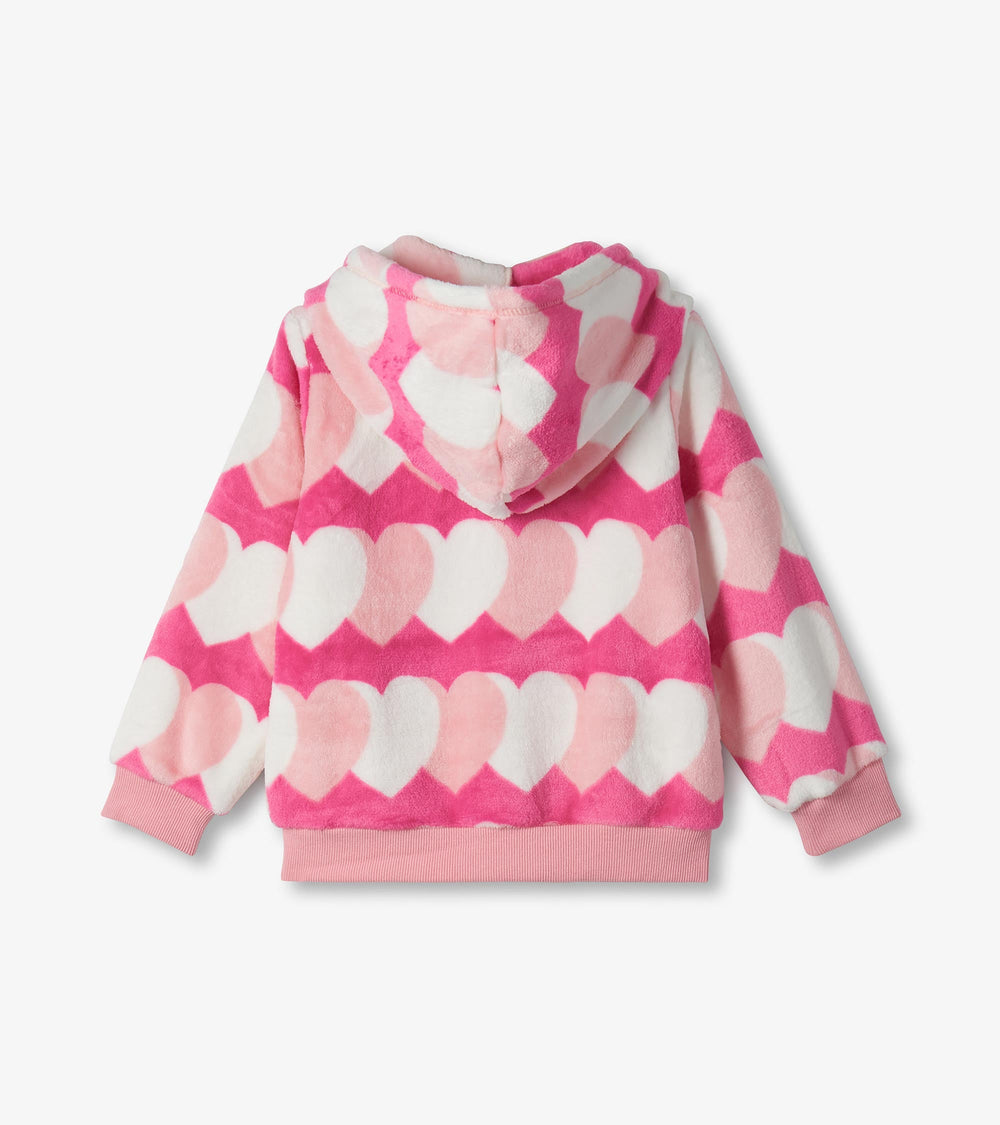 Girls Graphic Hearts Fleece Zip-Up Hoodie | Hatley For Girls