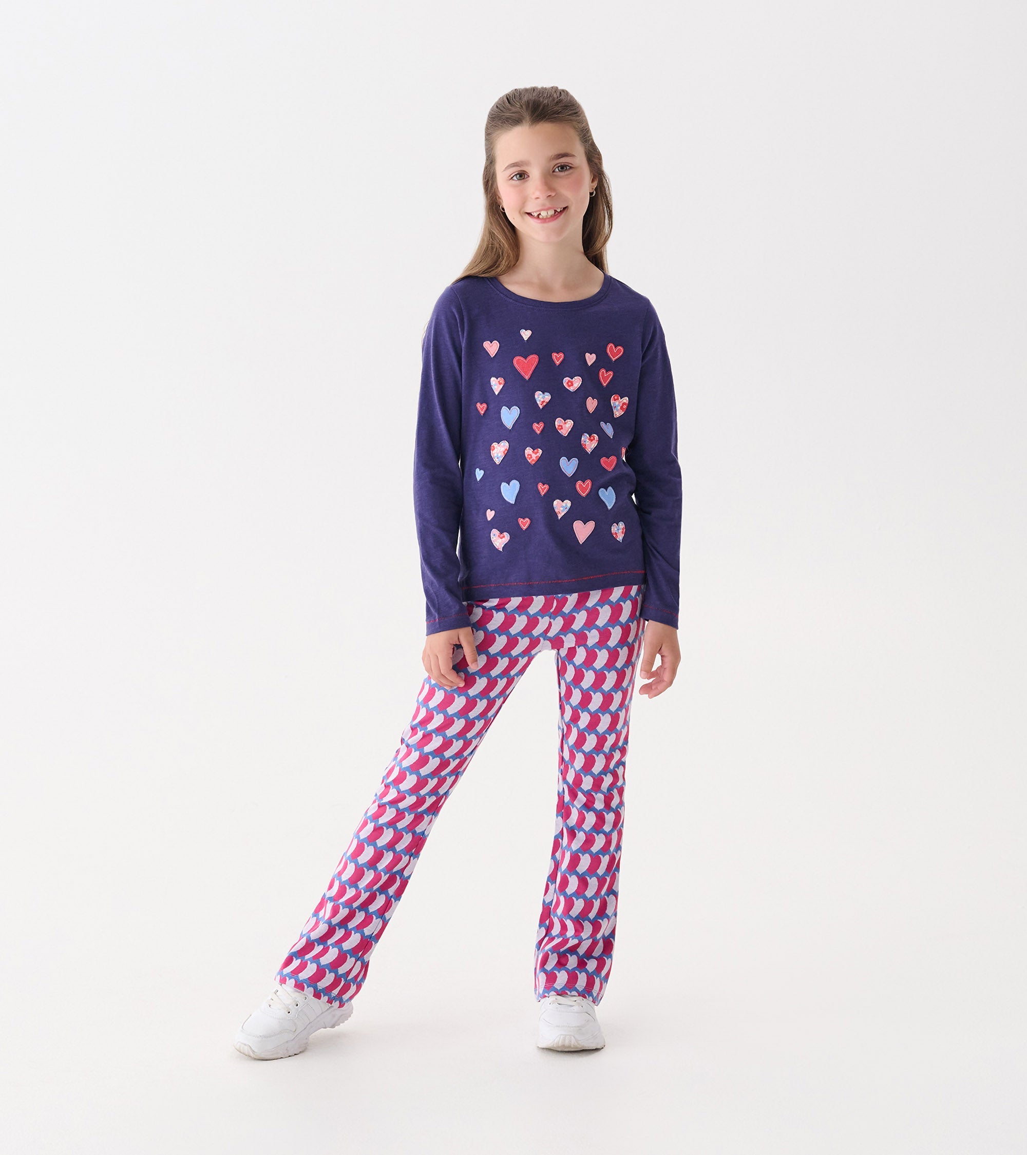 Girls Graphic Hearts Fun Waist Flare Pants | Hatley Sale Girls