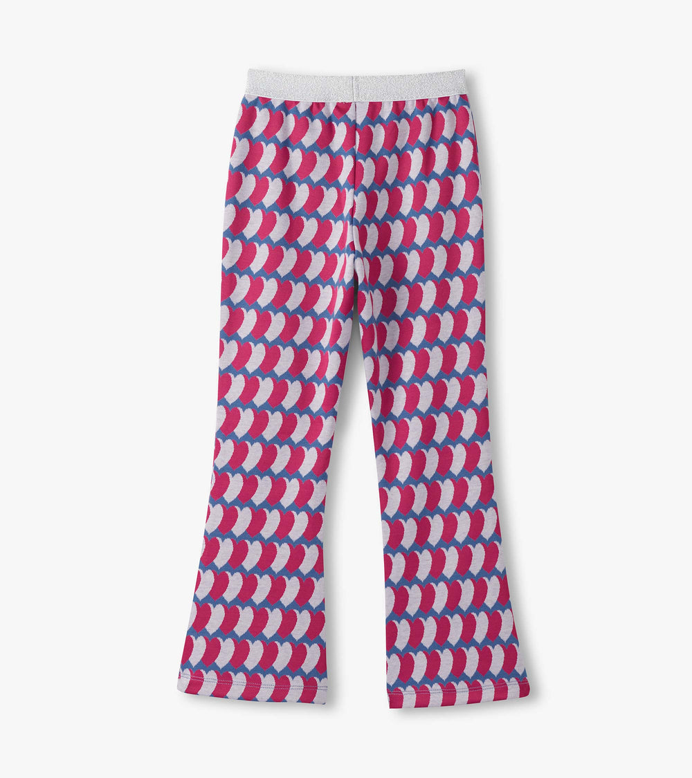 Girls Graphic Hearts Fun Waist Flare Pants | Hatley Sale Girls